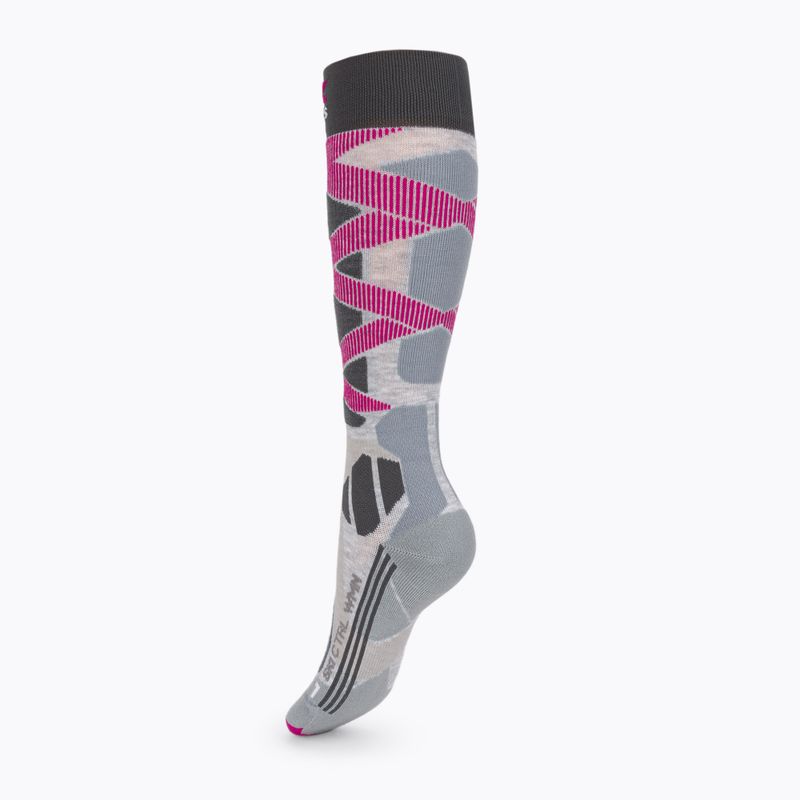 Women's ski socks X-Socks Ski Control 4.0 grey-pink XSSSKCW19W 3