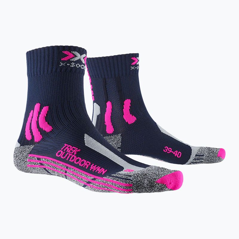 Women's trekking socks X-Socks Trek Outdoor midnight blue/pink/lt grey melange 4