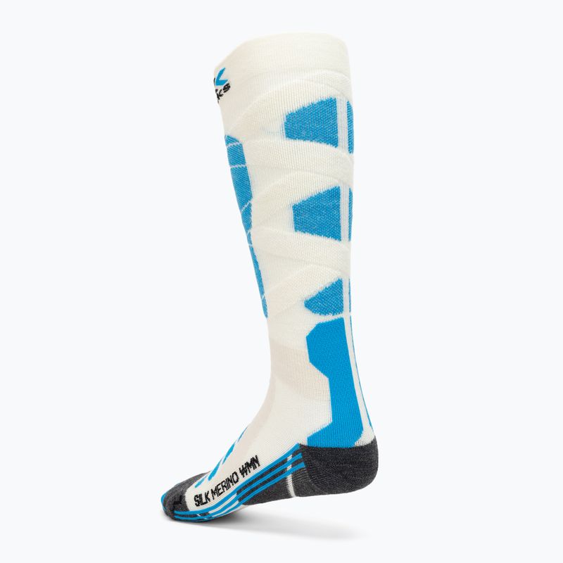 Women's ski socks X-Socks Ski Silk Merino 4.0 white/black/turquoise 2