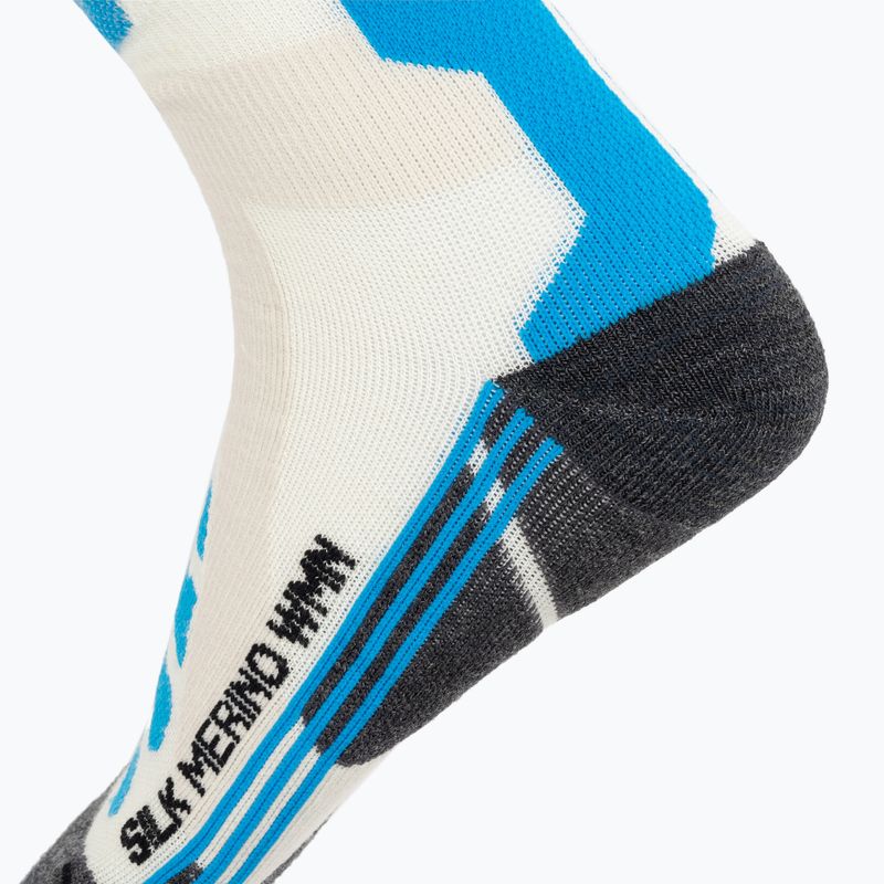 Women's ski socks X-Socks Ski Silk Merino 4.0 white/black/turquoise 4