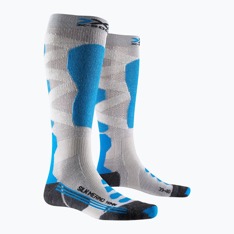 Women's ski socks X-Socks Ski Silk Merino 4.0 white/black/turquoise 5