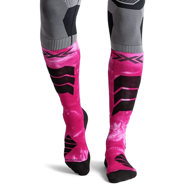 Ski socks X-Socks Ski Expert Wild Otc x black/fluo pink 2