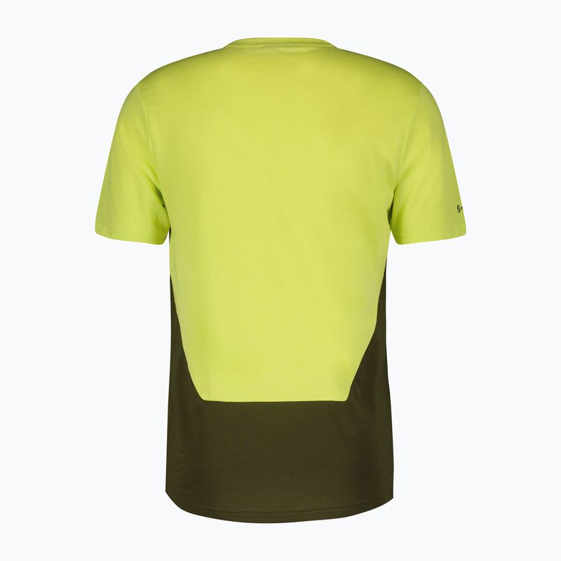 Men's SCOTT Trail Flow DRI bicycle jersey btter yellow/fir green 2