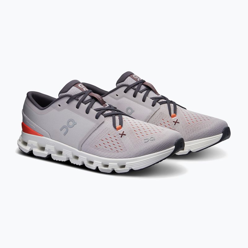 Men's On Running Cloud X 4 silver/flame running shoes 9