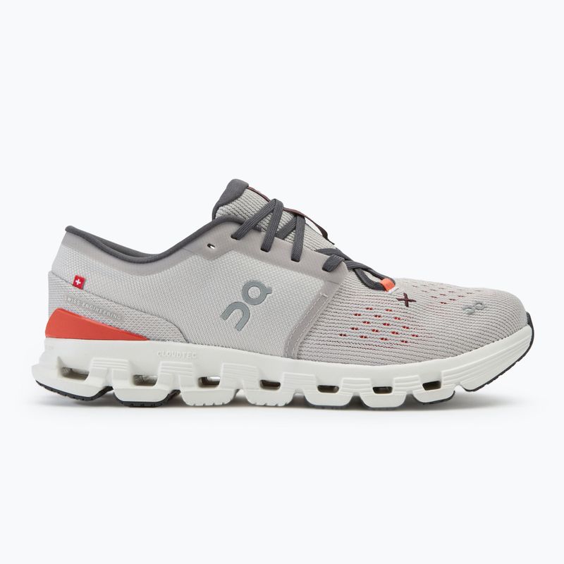 Men's On Cloud X 4 silver/flame running shoes 2