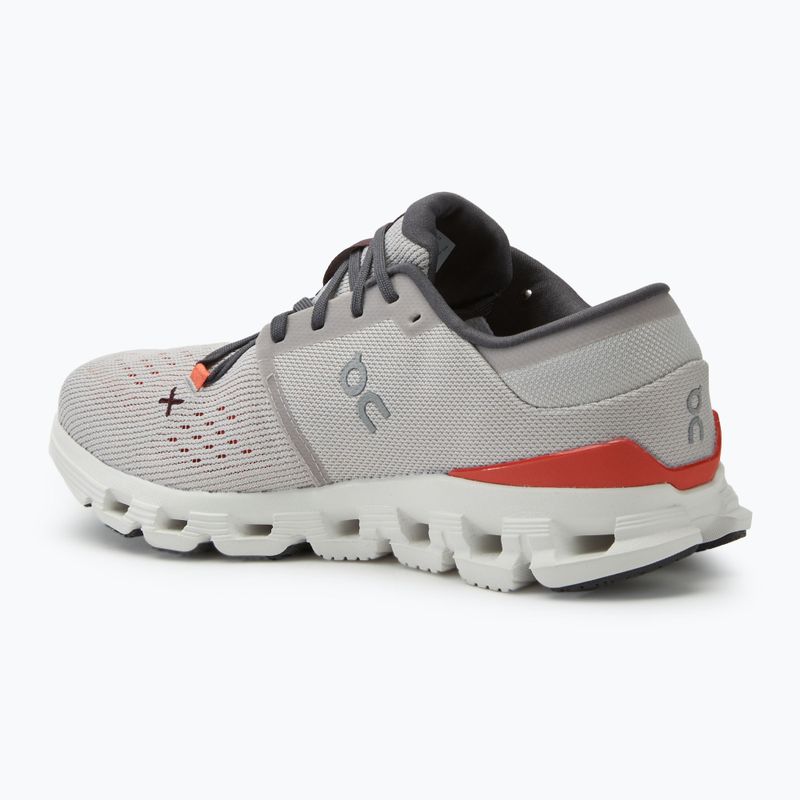 Men's On Cloud X 4 silver/flame running shoes 3