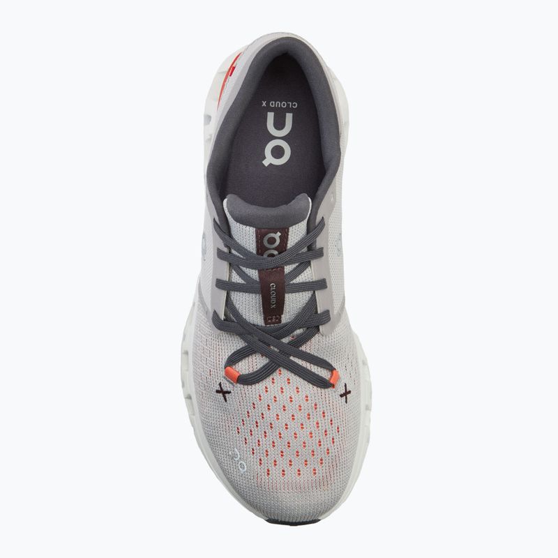 Men's On Cloud X 4 silver/flame running shoes 5