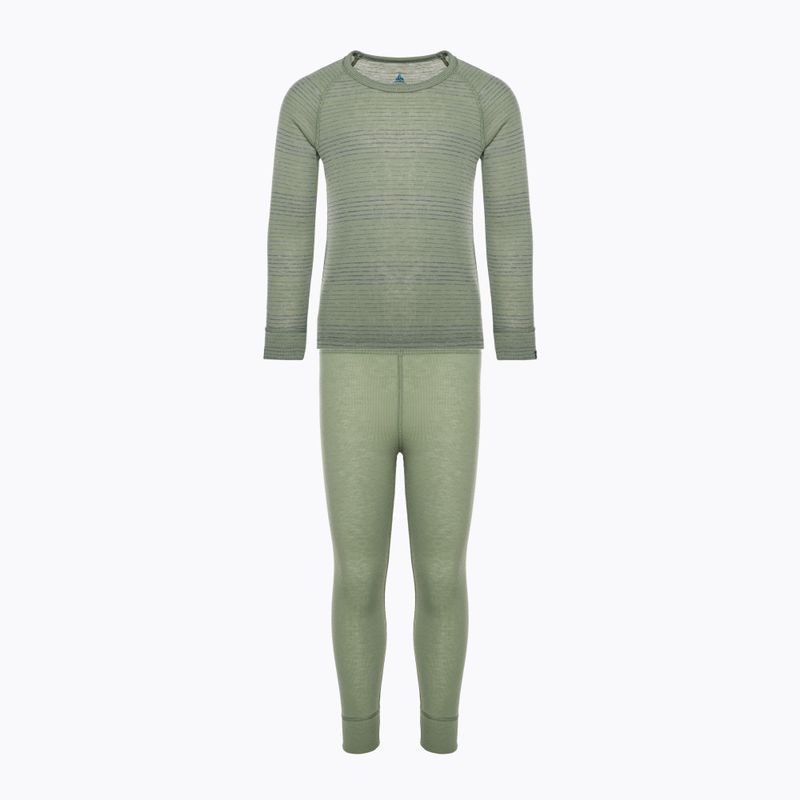 Children's thermal underwear ODLO Active Warm Eco Long steel grey melange/matte green