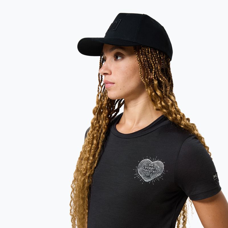Women's T-shirt super.natural Little Heartwood Tee jet black/feather grey 3
