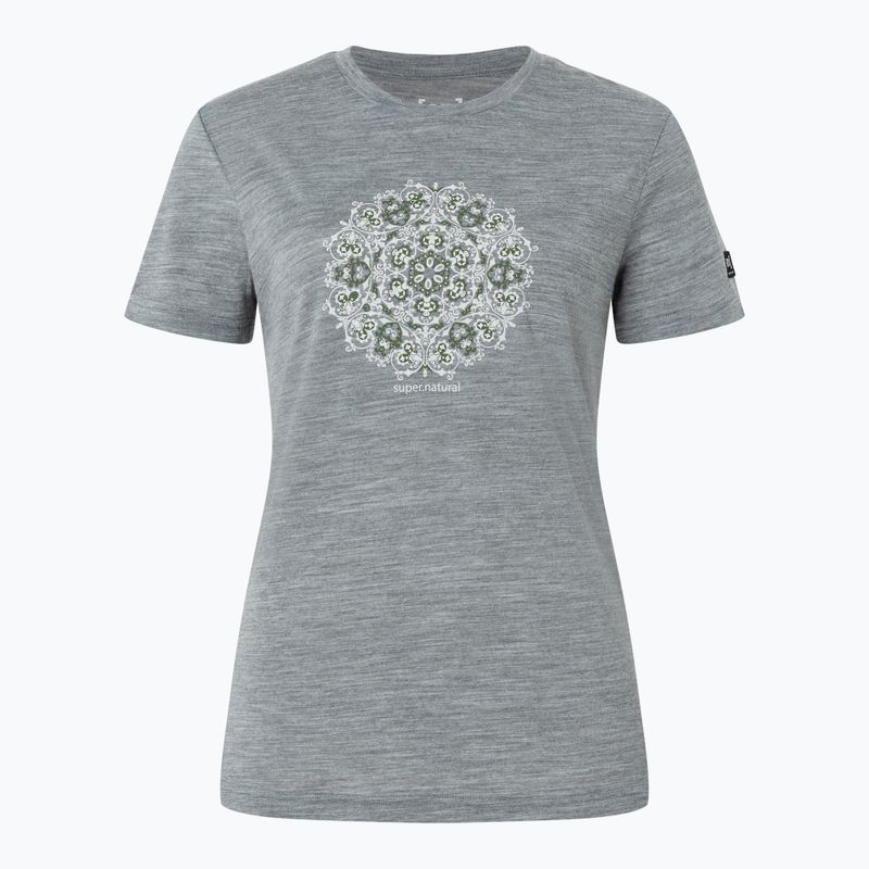 Women's T-shirt super.natural Ornament Tee cashmere grey melange/leaf melange/white stone 4