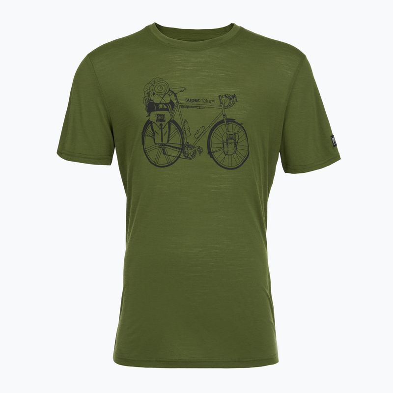 Men's T-shirt super.natural Bicycle Nomad Tee chive/jet black