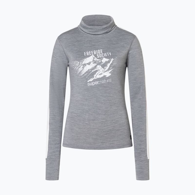 Women's sweater Super.Natural Freeride Roll Neck cashmere grey melange / f. white / f. white 4