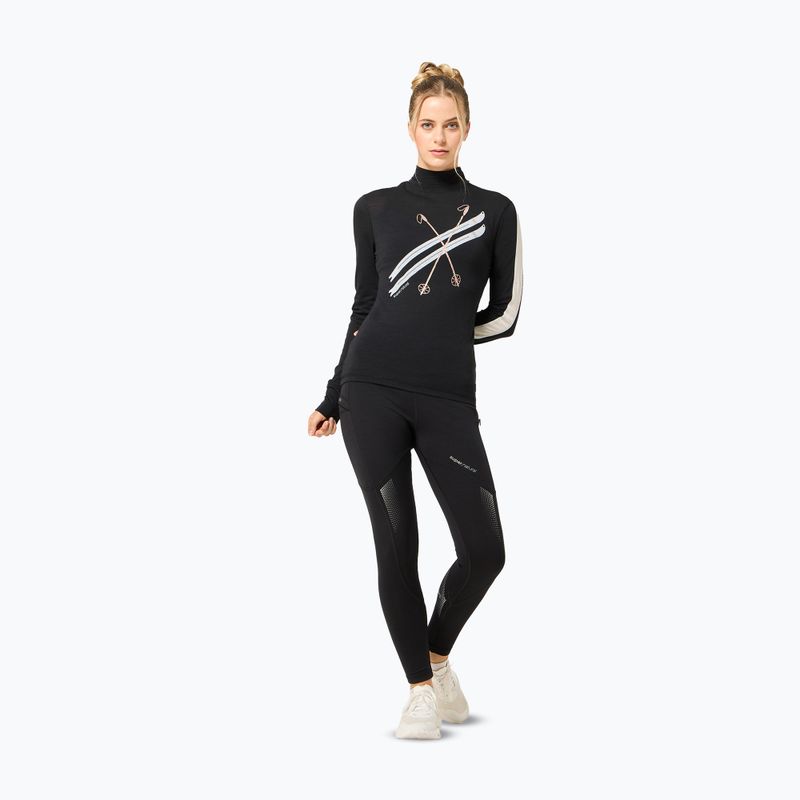Women's longsleeve super.natural KryTeeede Col T-Neck Light jet black/white/mountain trail gl/white 2