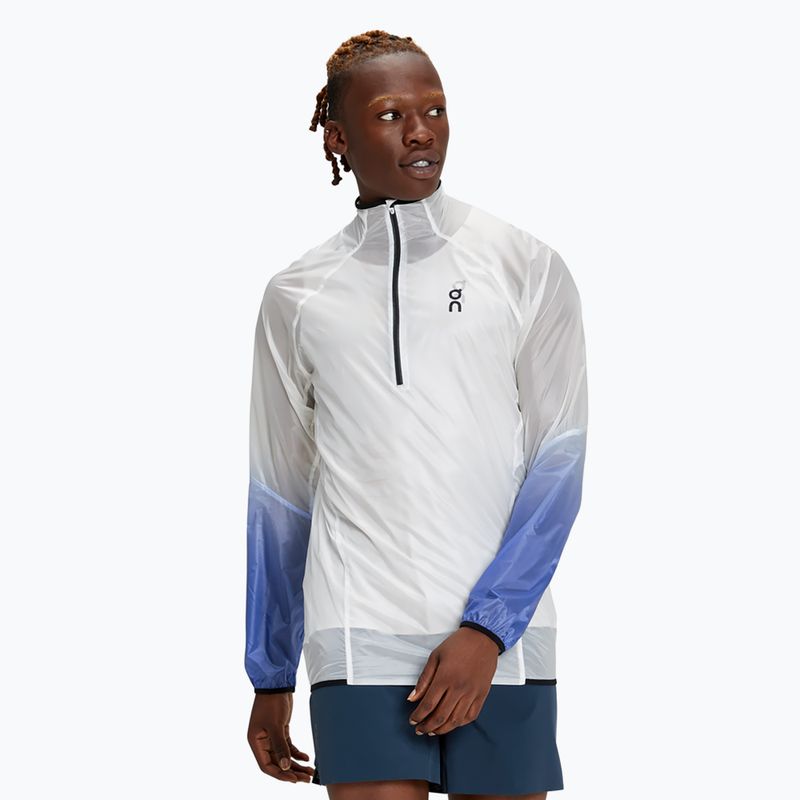 Men's On Running Zero undyed-white /cobalt running jacket