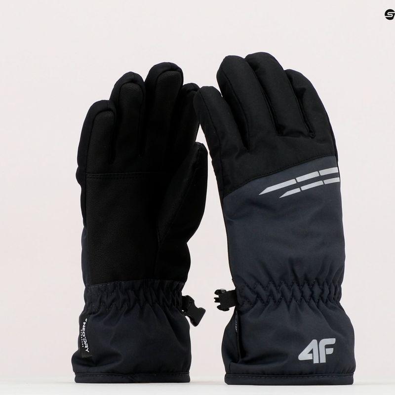 Children's ski gloves 4F grey-black 4FJAW22AFGLM038 11