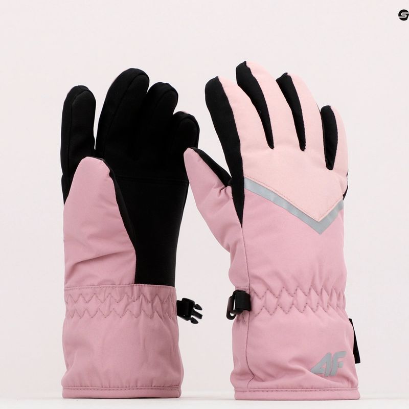 Children's ski gloves 4F pink 4FJAW22AFGLF039 11