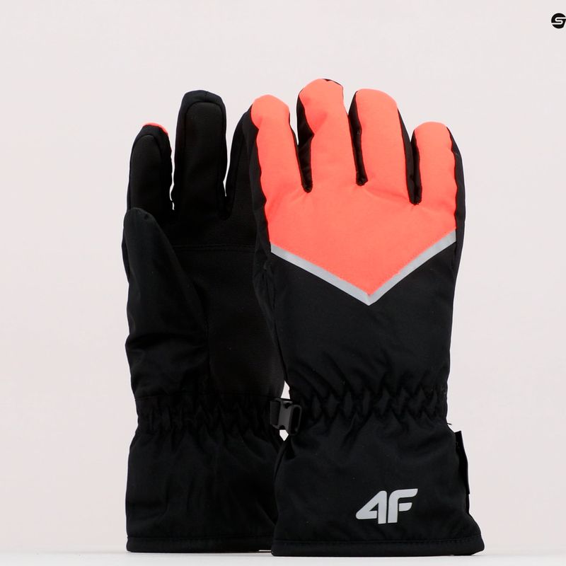 Children's ski gloves 4F black and red 4FJAW22AFGLF039 9