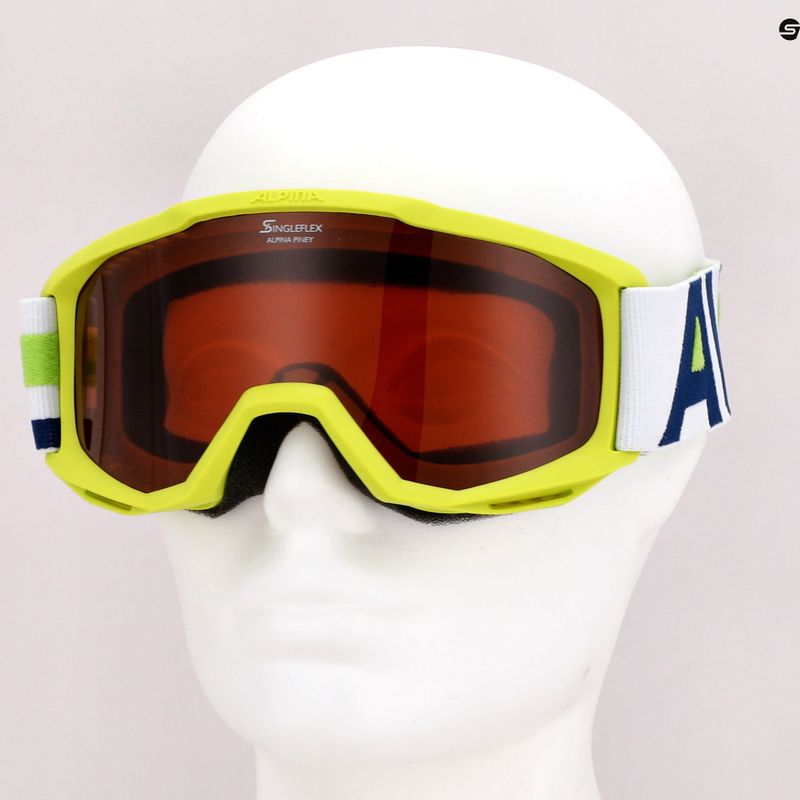 Children's ski goggles Alpina Piney lime matt/orange 7