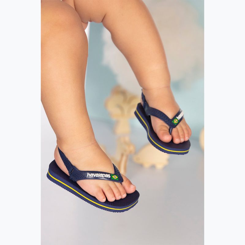 Havaianas Baby Brasil Logo II navy blue / citrus yelloew children's sandals 4