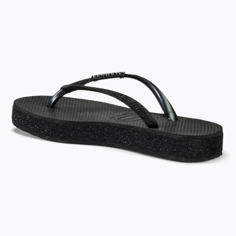 Women's Havaianas Slim Flatform Sparkle black flip flops 3