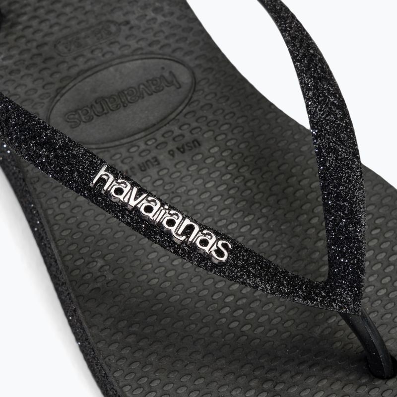 Women's Havaianas Slim Flatform Sparkle black flip flops 8