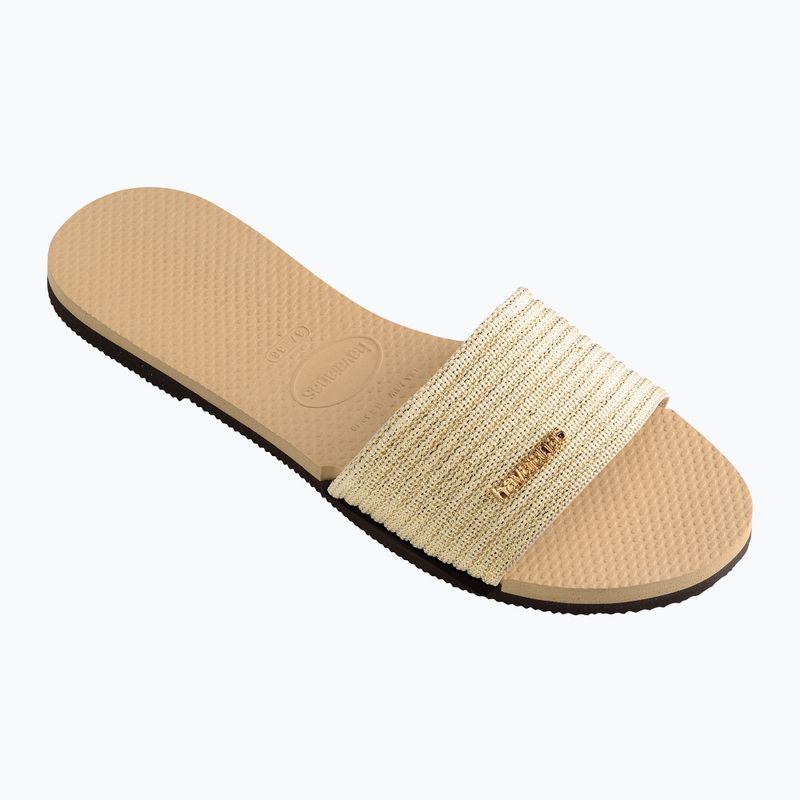 Women's Havaianas You Malta Metallic golden slides 8