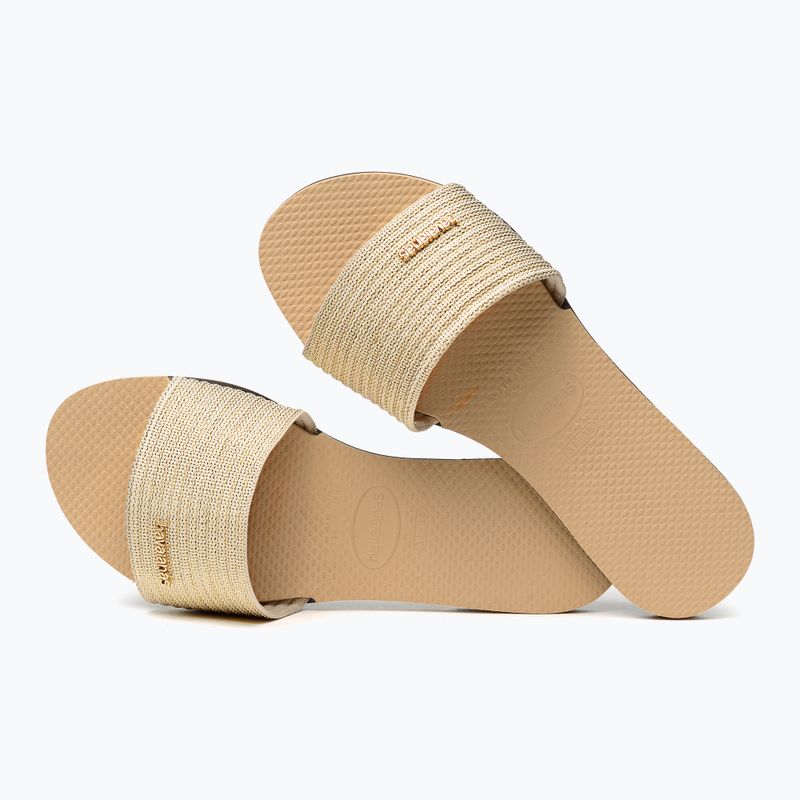 Women's Havaianas You Malta Metallic golden slides 11