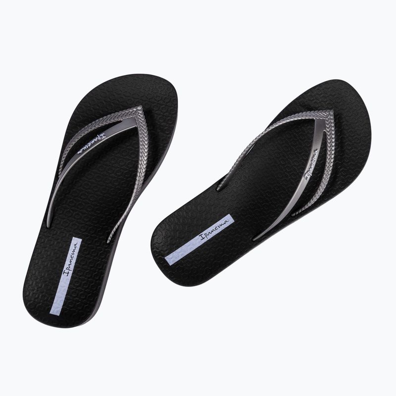 Women's Ipanema Bossa Soft V black/silver flip flops 8