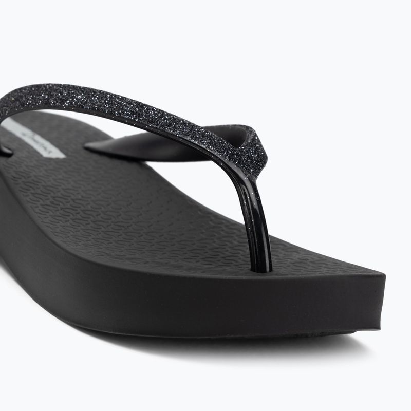 Women's Ipanema Mesh Chic Plat black/glitter black flip flops 7