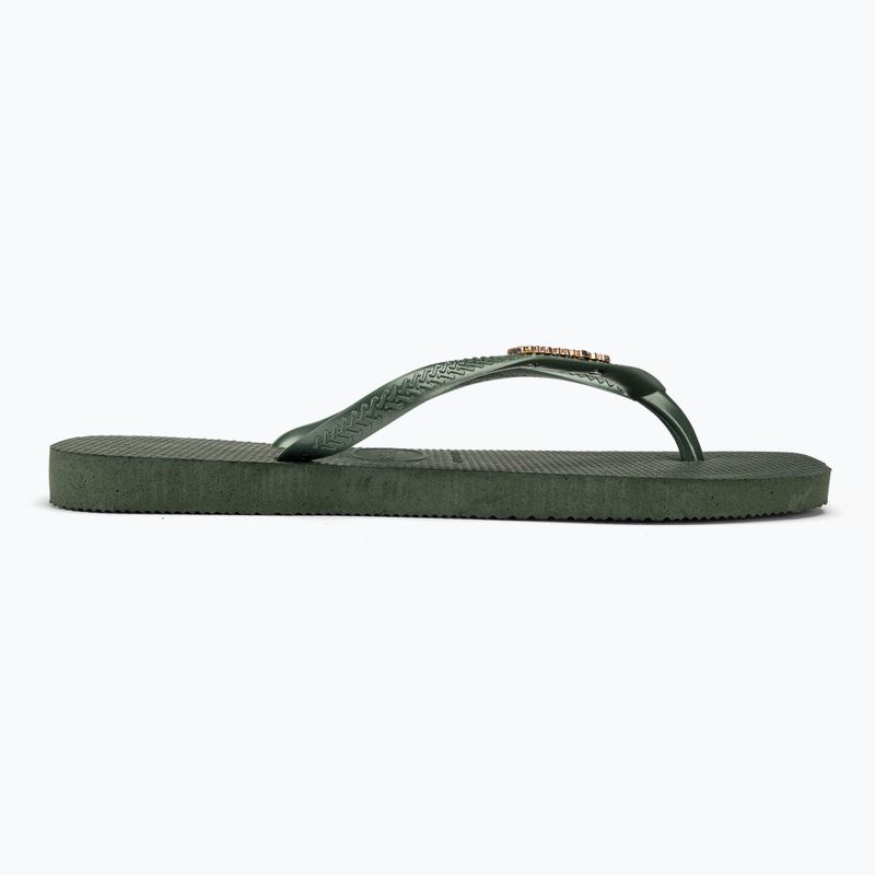 Women's Havaianas Square Logo Metallic green olive flip flops 2