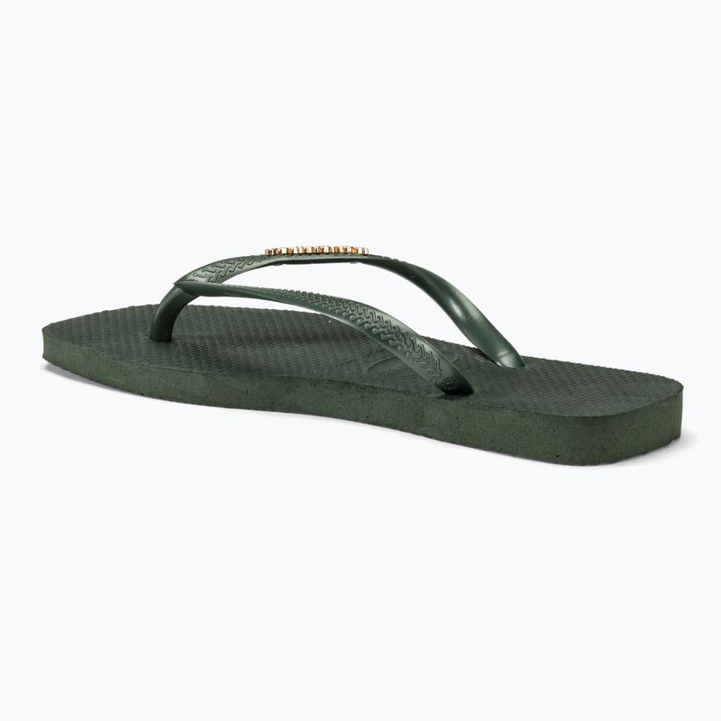 Women's Havaianas Square Logo Metallic green olive flip flops 3