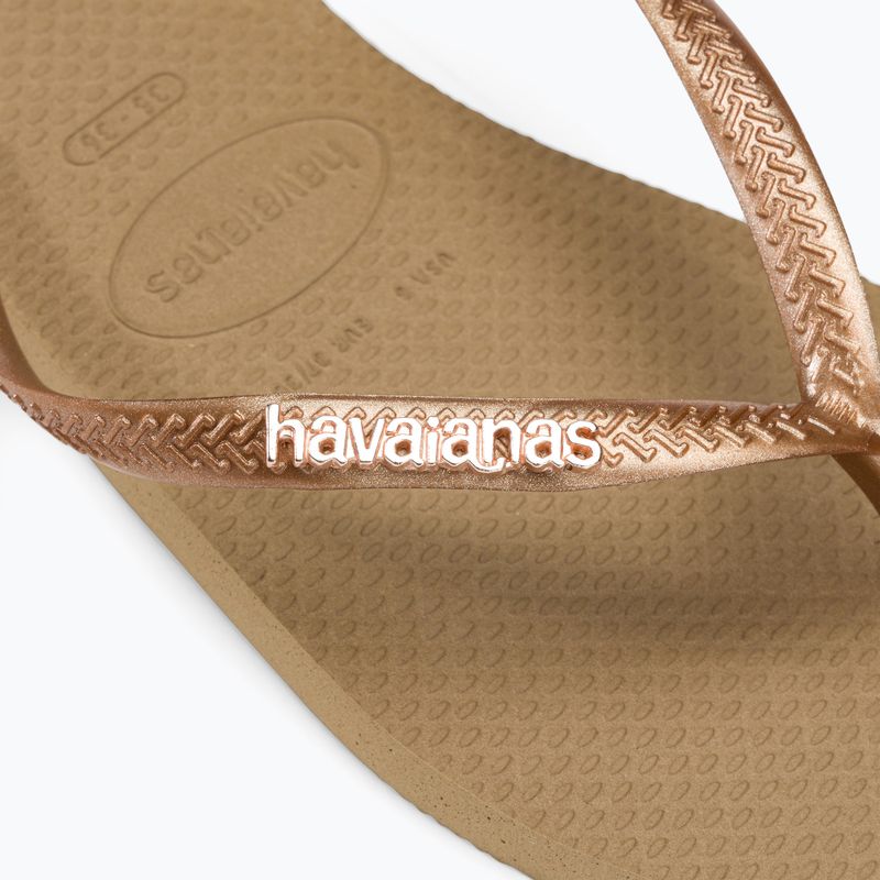 Women's Havaianas Square Logo Metallic rose gold / rose gold flip flops 8