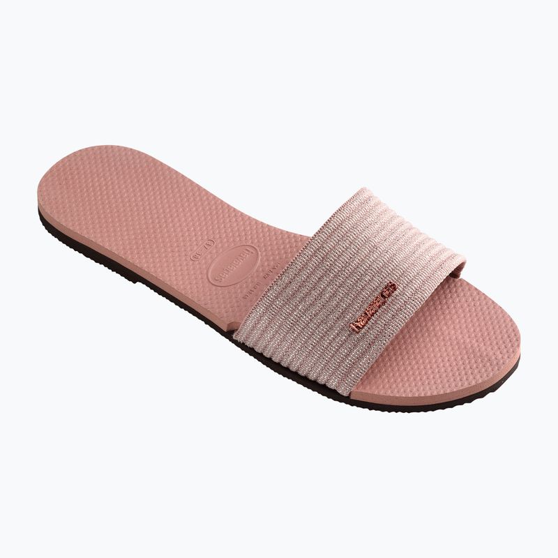 Women's Havaianas You Malta Metallic crocus rose slides 8