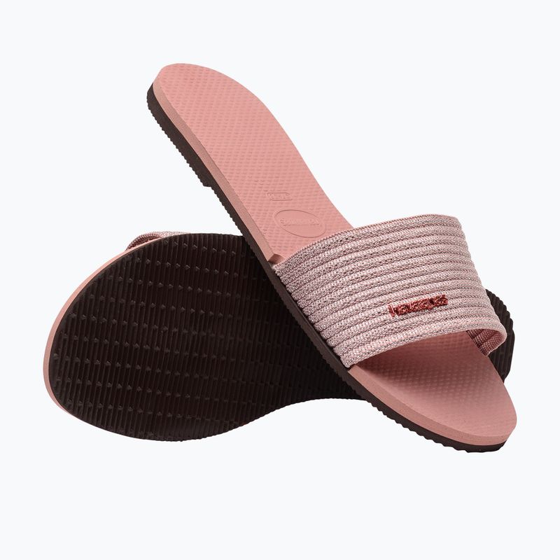 Women's Havaianas You Malta Metallic crocus rose slides 11