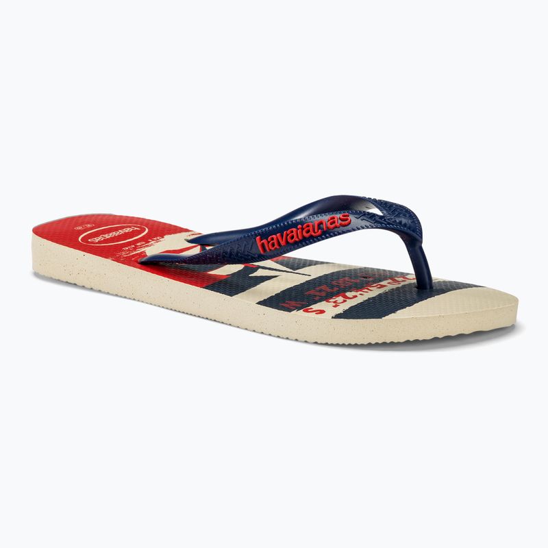 Havaianas Top Nautical flip flops beige straw / navy blue / ruby red