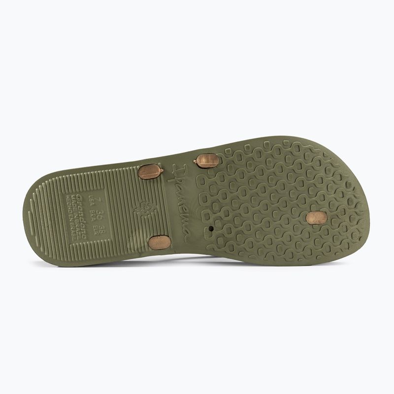 Women's Ipanema Bossa Soft V green/gold flip flops 4