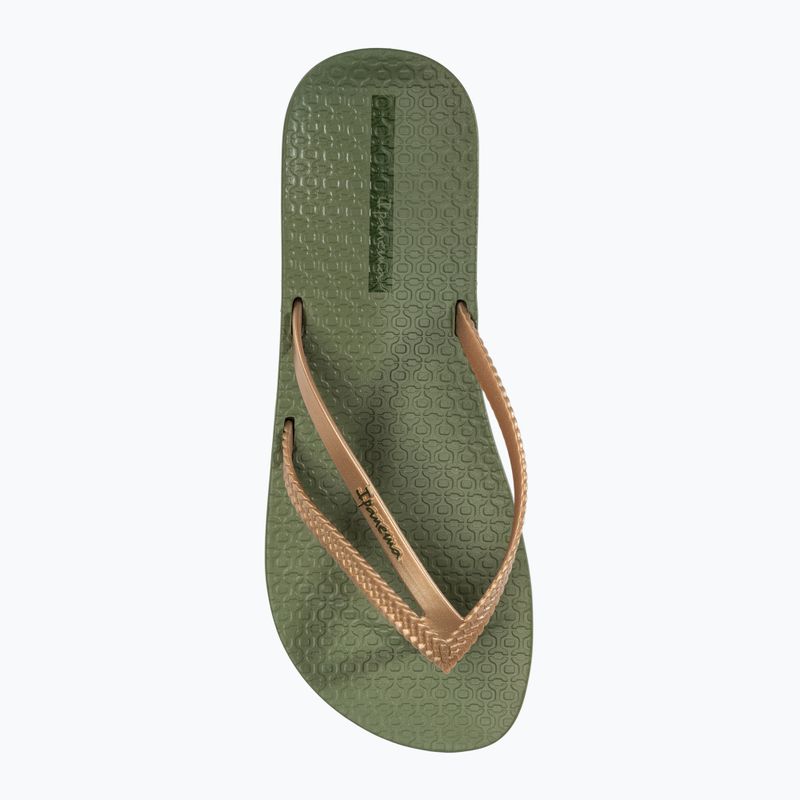 Women's Ipanema Bossa Soft V green/gold flip flops 5