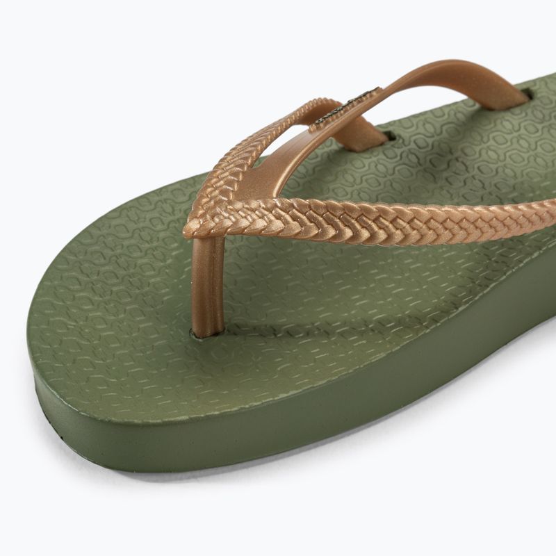 Women's Ipanema Bossa Soft V green/gold flip flops 7