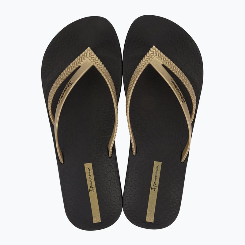 Women's Ipanema Bossa Soft V black/gold flip flops 2