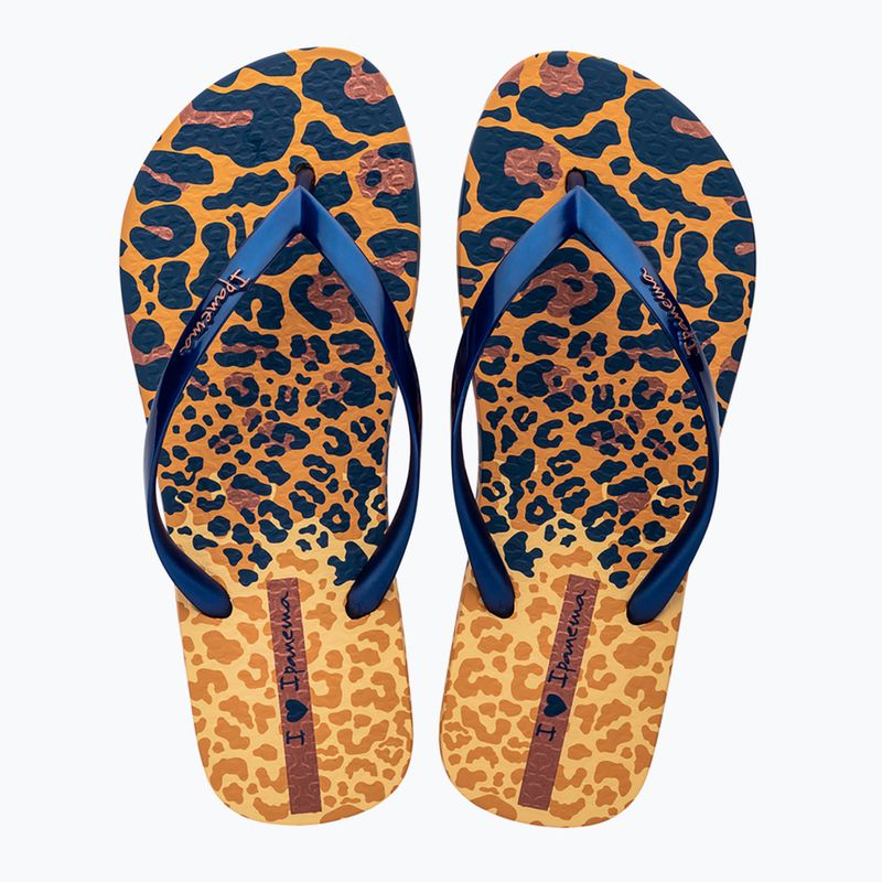 Women's Ipanema Animal Print VI flip flops yellow/pearly blue 2