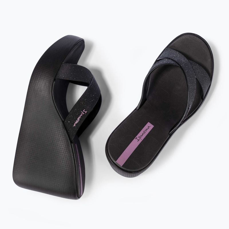 Women's Ipanema High Fashion II Slide black/glitter black/lilac flip-flops 3