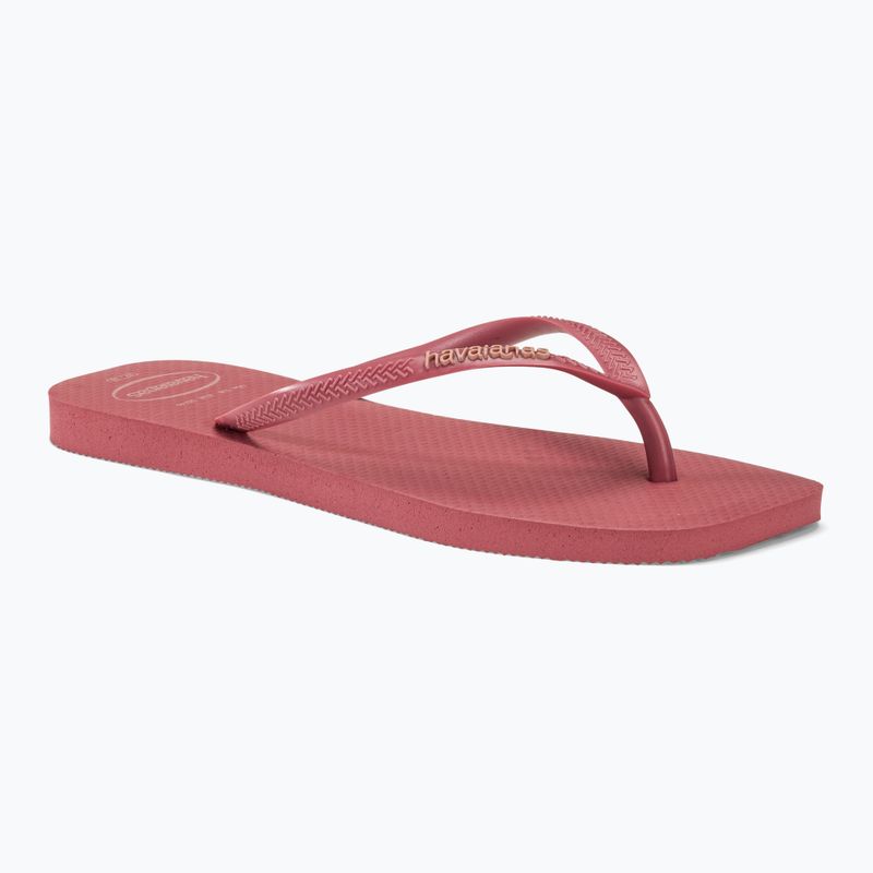 Women's Havaianas Square Logo Flip Flops Pop Up pau brasil