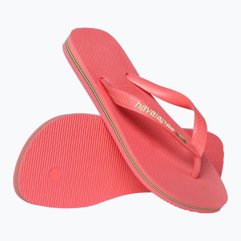 Havaianas Brasil Logo tropical coral flip flops 6