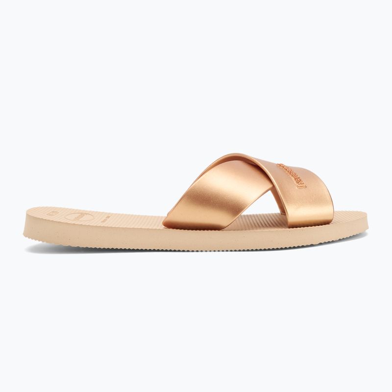Women's Havaianas Aqua Metallic golden flip-flops 2
