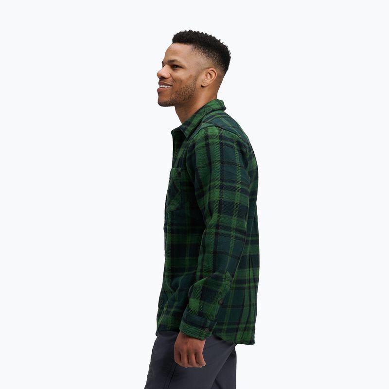 Men's Black Diamond Project Heavy Flannel palm green/anthracite plaid trekking shirt 3