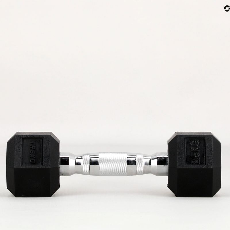 TREXO Hex HXD25 rubberised dumbbell 2.5 kg 11