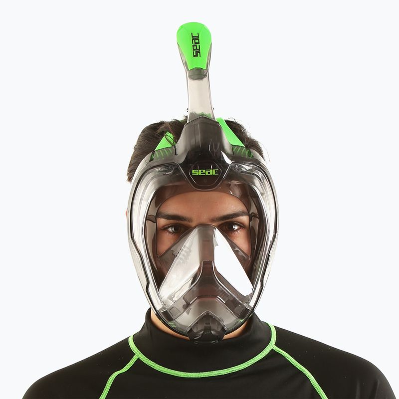 SEAC Magica grey clear/green lime full face mask for snorkelling 7