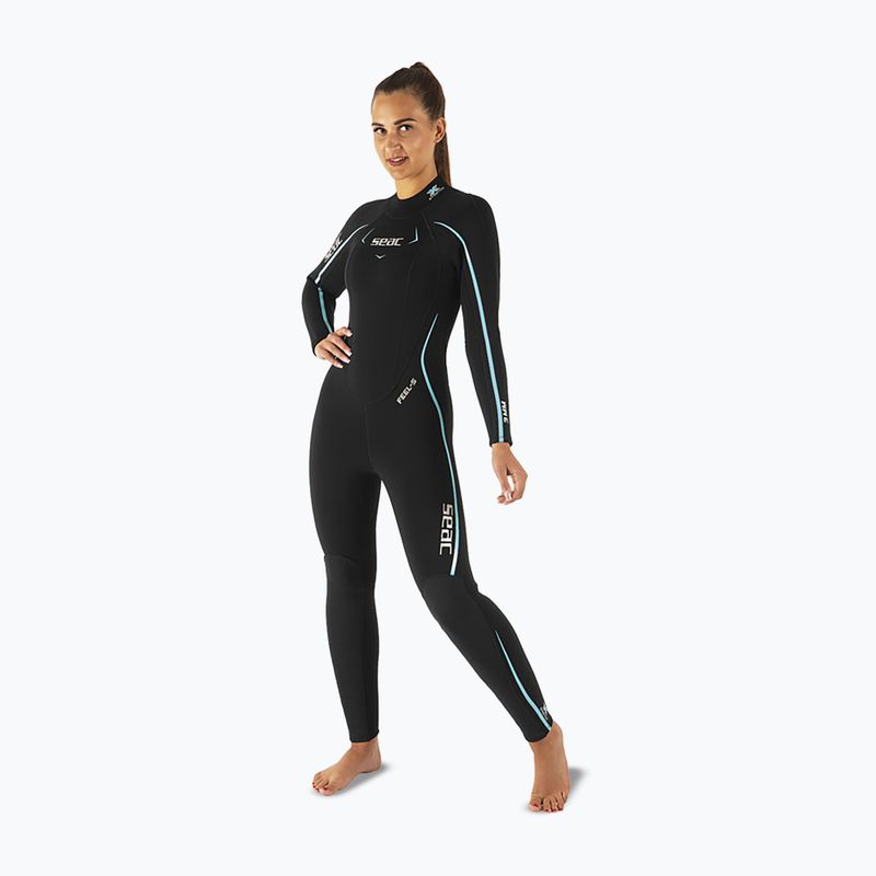 Women's diving wetsuit SEAC Feel-S 3 mm black/light blue 3