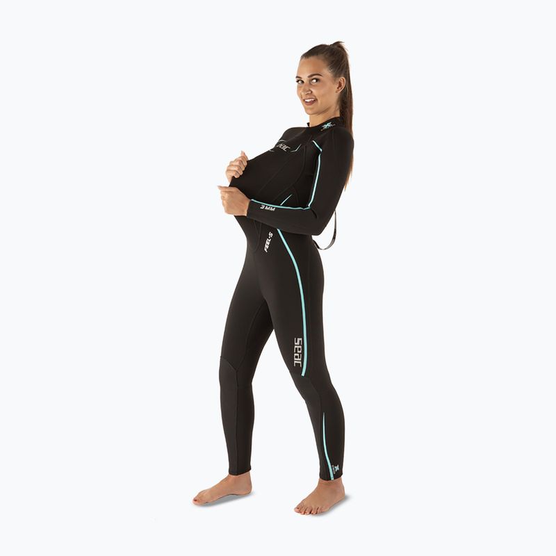Women's diving wetsuit SEAC Feel-S 3 mm black/light blue 4