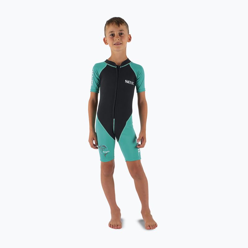 Children's swimming wetsuit SEAC Dolphin Shorty 1,5 mm black/tiffany